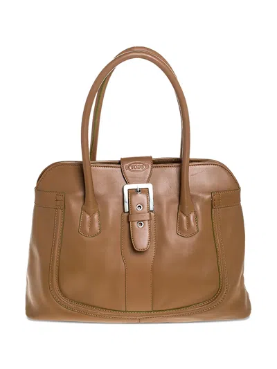 Pre-owned Tod's Vintage Buckled Rolled-handle Tote Bag