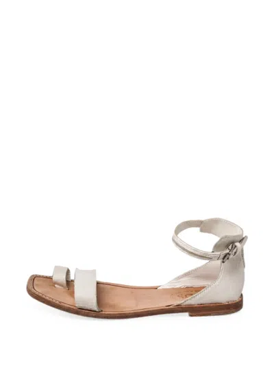 Pre-owned Tod's Vintage Calf Hair Ankle Strap Sandals In White