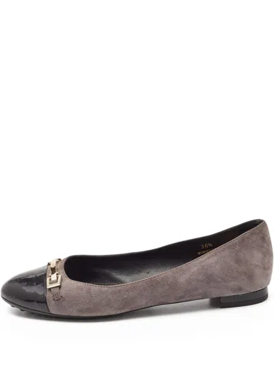 Pre-owned Tod's Vintage Cap-toe Suede Ballet Flats