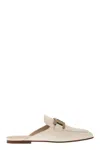 Shop Tod's Stylish Leather Slides With Antiqued Gold Metal Chain Detail For Women In Cream