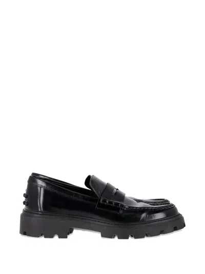 Pre-owned Tod's Vintage Chunky Leather Loafers In Black