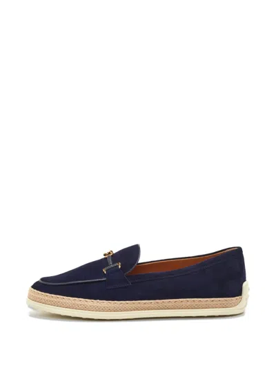 Pre-owned Tod's Vintage Double T Espadrille Loafers In Blue