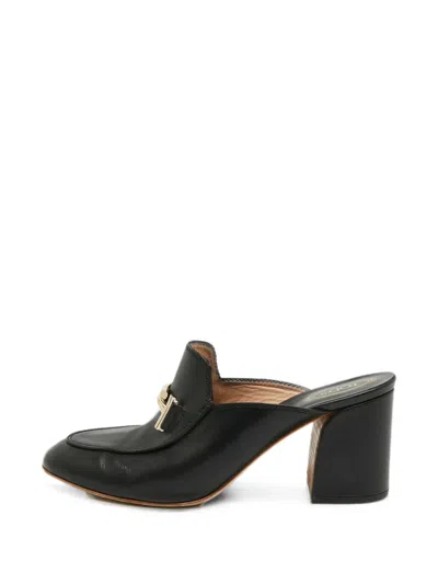 Pre-owned Tod's Vintage Double T Mules In Black