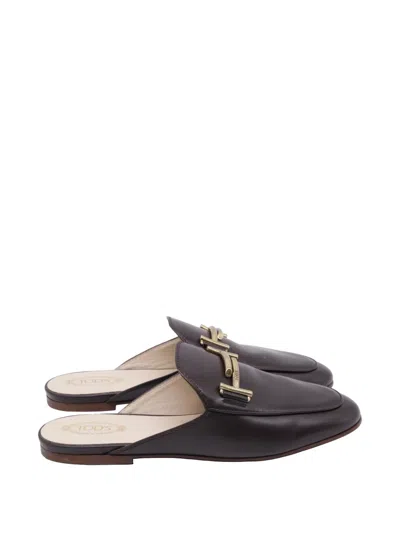 Pre-owned Tod's Vintage Double T Mules In Brown
