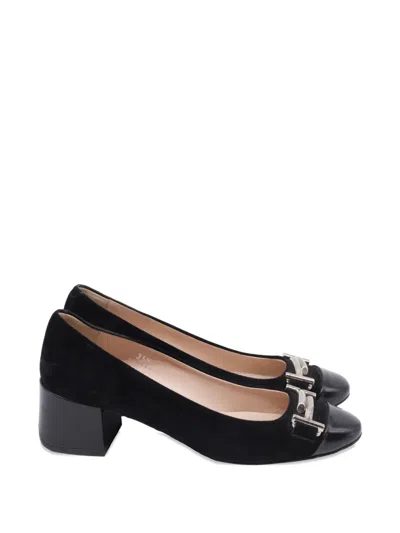 Pre-owned Tod's Vintage Double T Pointed-toe Pumps In Black