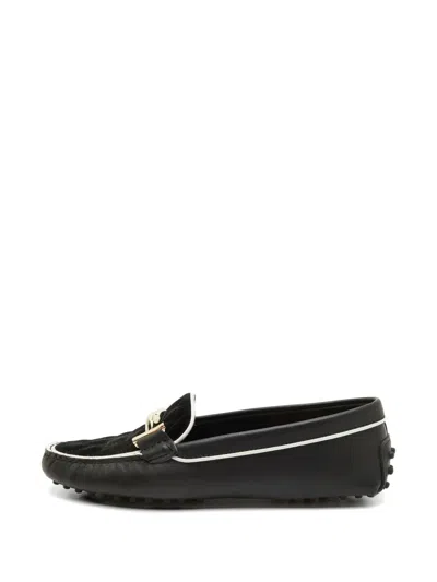 Pre-owned Tod's Vintage Double T Quilted Mocassins In Black