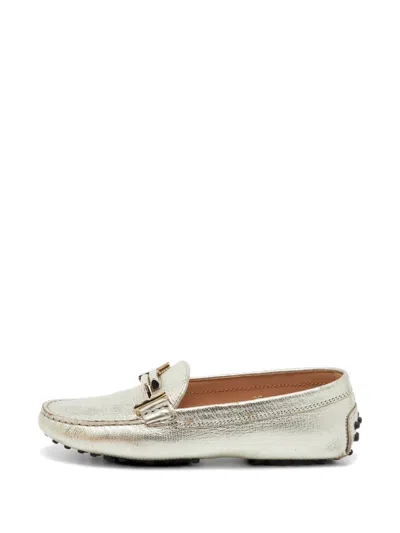 Pre-owned Tod's Vintage Double-t Loafers In Silver