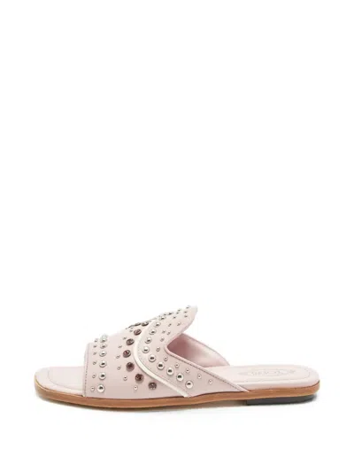 Pre-owned Tod's Vintage Embellished Flat Sandals In Purple