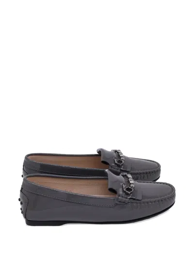 Pre-owned Tod's Vintage Embellished Loafers In Gray