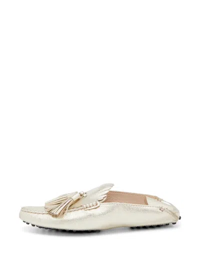 Pre-owned Tod's Vintage Fringe Tassel Mules In Gold