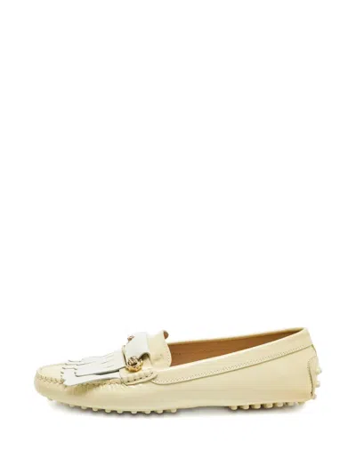 Pre-owned Tod's Vintage Fringed Loafers In Yellow
