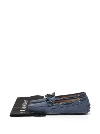 Pre-owned Tod's Vintage Gommino Bow Loafers In Blue