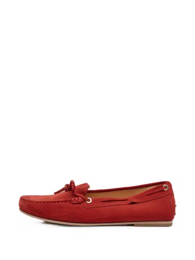Pre-owned Tod's Vintage Gommino Bow Loafers In Red