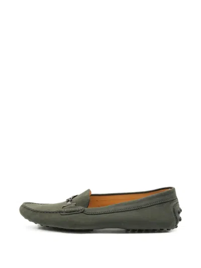 Pre-owned Tod's Vintage Gommino Double T Loafers In Green