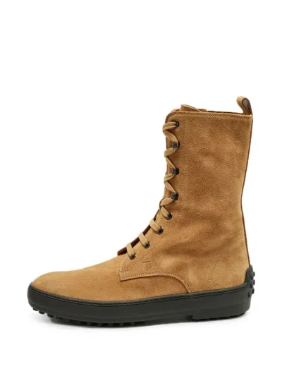 Pre-owned Tod's Vintage Gommino Lace-up Ankle Boots In Neutral
