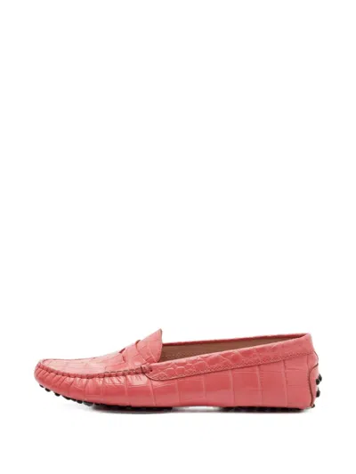 Pre-owned Tod's Vintage Gommino Leather Loafers In Pink