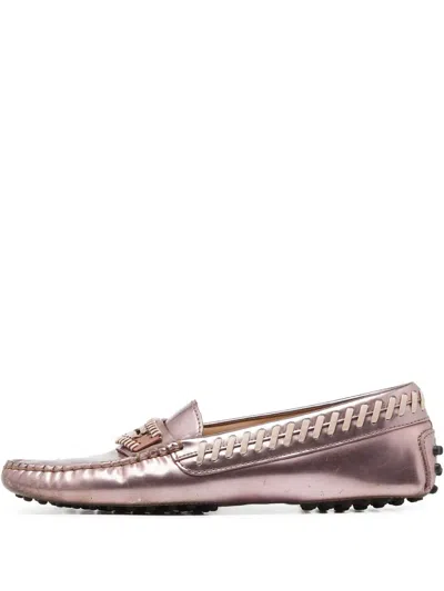 Pre-owned Tod's Vintage Gommino Metallic-leather Loafers