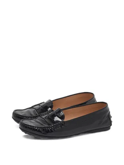 Pre-owned Tod's Vintage Gommino Patent Leather Loafers In Black