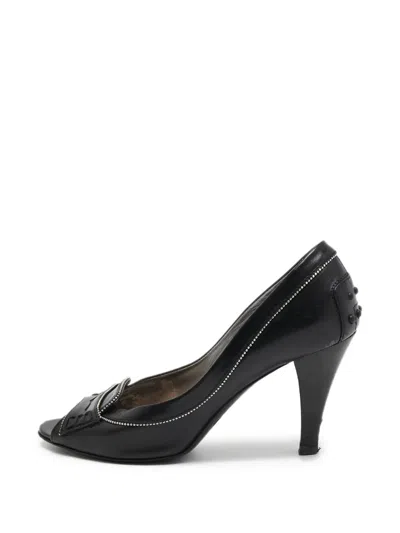 Pre-owned Tod's Vintage Gommino Peep-toe Pumps In Black