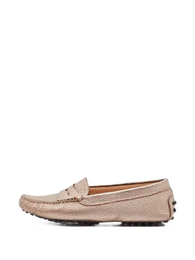 Pre-owned Tod's Vintage Gommino Round-toe Loafers In 金色