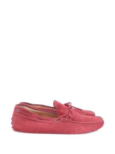 Pre-owned Tod's Vintage Gommino Suede Loafers In Red