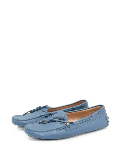 Pre-owned Tod's Vintage Gommino Tie-detail Loafers In Blue