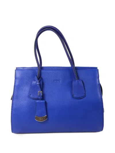 Pre-owned Tod's Vintage Grained Tote Bag In Blue