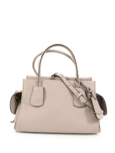 Pre-owned Tod's Vintage Grained Tote Bag In Gray