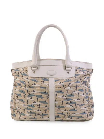 Pre-owned Tod's Vintage Graphic-print Shoulder Bag In Neutral