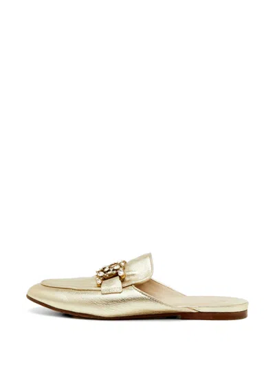 Pre-owned Tod's Vintage Kate Crystal-embellished Flat Mules In Gold