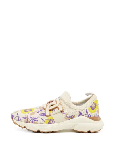 Pre-owned Tod's Vintage Kate Floral-print Sneakers In Neutrals