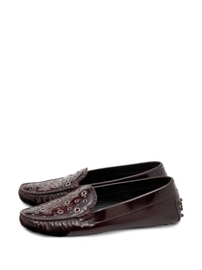 Pre-owned Tod's Vintage Laser-cut Gommino Loafers In Red