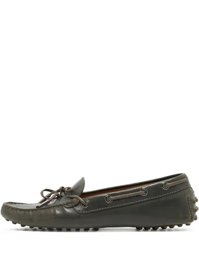 Pre-owned Tod's Vintage Leather Boat Shoes In Green