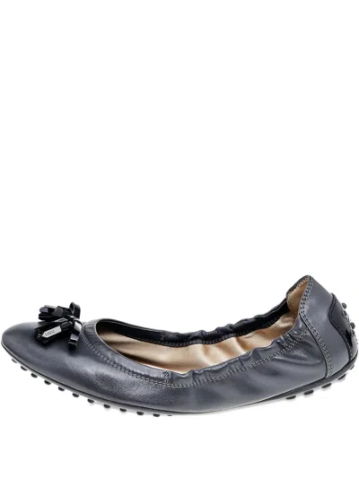 Pre-owned Tod's Vintage Leather Bow-detail Ballet Flats
