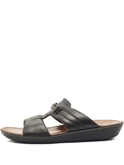 Pre-owned Tod's Vintage Leather Buckle Open-toe Sandals In Black