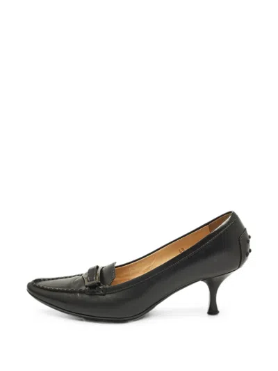 Pre-owned Tod's Vintage Leather Buckled Loafers In Black