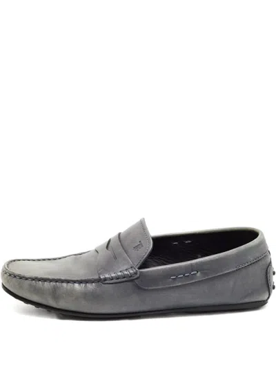 Pre-owned Tod's Vintage Leather Loafers In Gray
