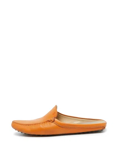 Pre-owned Tod's Vintage Leather Mules In Orange