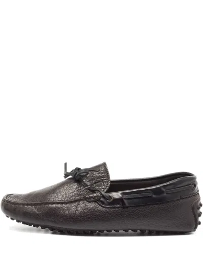 Pre-owned Tod's Vintage Leather Pebble Loafers In Black