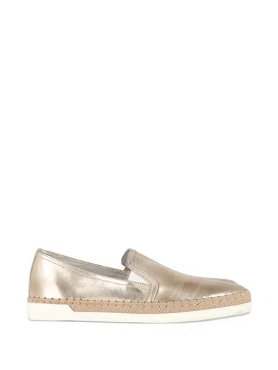 Pre-owned Tod's Vintage Leather Slip-on Sneakers In Gold
