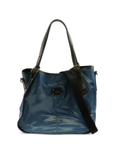 Pre-owned Tod's Vintage Logo-plaque Tote Bag In Blue