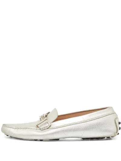 Pre-owned Tod's Vintage Metallic-effect Loafers