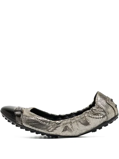 Pre-owned Tod's Vintage Metallic-finish Ballet Flats
