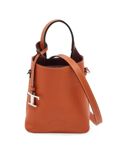 Pre-owned Tod's Vintage Mini T Logo Tote Bag In Orange