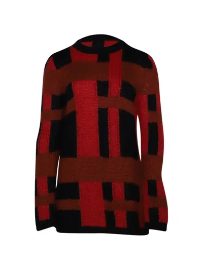 Pre-owned Tod's Vintage Mohair Checkered Jumper In Red