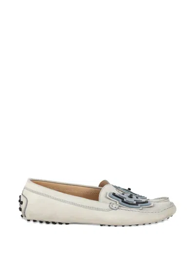 Pre-owned Tod's Vintage 牛巴戈贴花细节乐福鞋 In Neutral