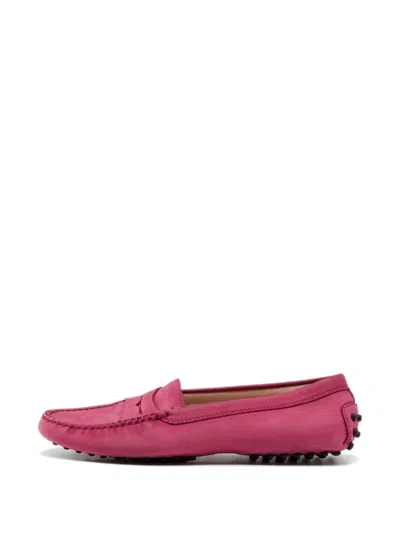 Pre-owned Tod's Vintage Nubuck Slip On Loafers In Pink