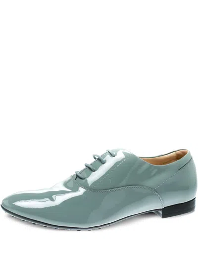 Pre-owned Tod's Vintage Patent-finish Leather Oxford Shoes In Blue