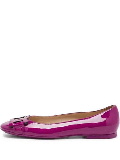 Pre-owned Tod's Vintage Patent Leather Bow Ballet Flats