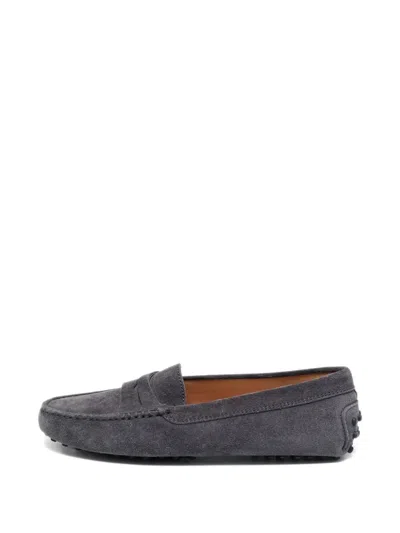 Pre-owned Tod's Vintage Pebble Suede Loafer In Gray